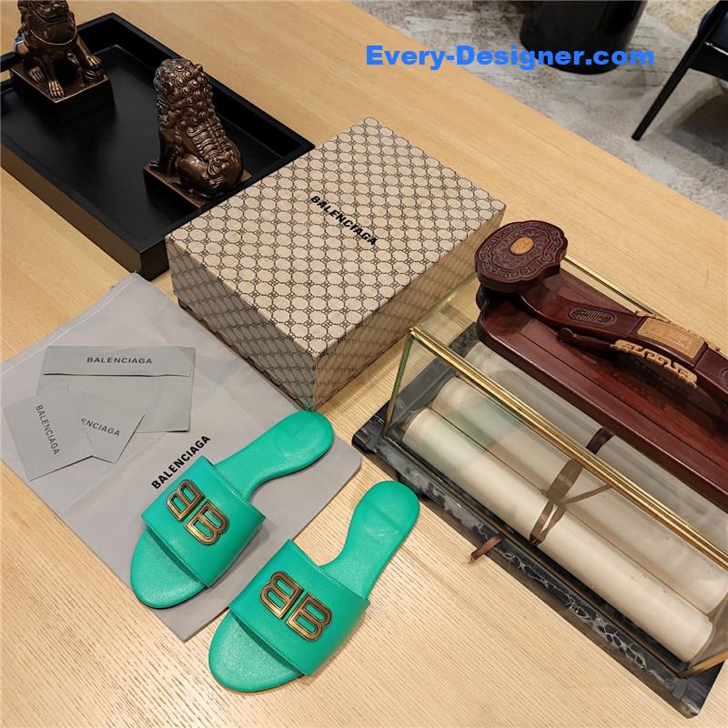 Ba1en*iaga flat heel round toe slide side slides