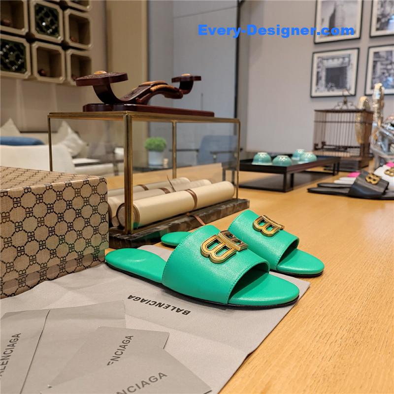 Ba1en*iaga flat heel round toe slide side slides