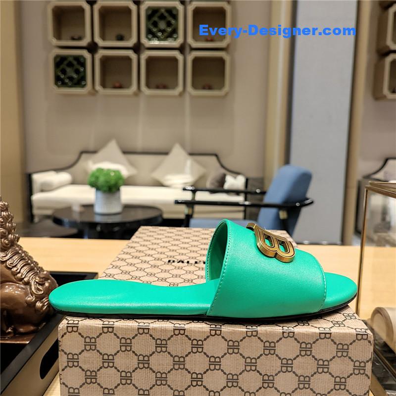 Ba1en*iaga flat heel round toe slide side slides