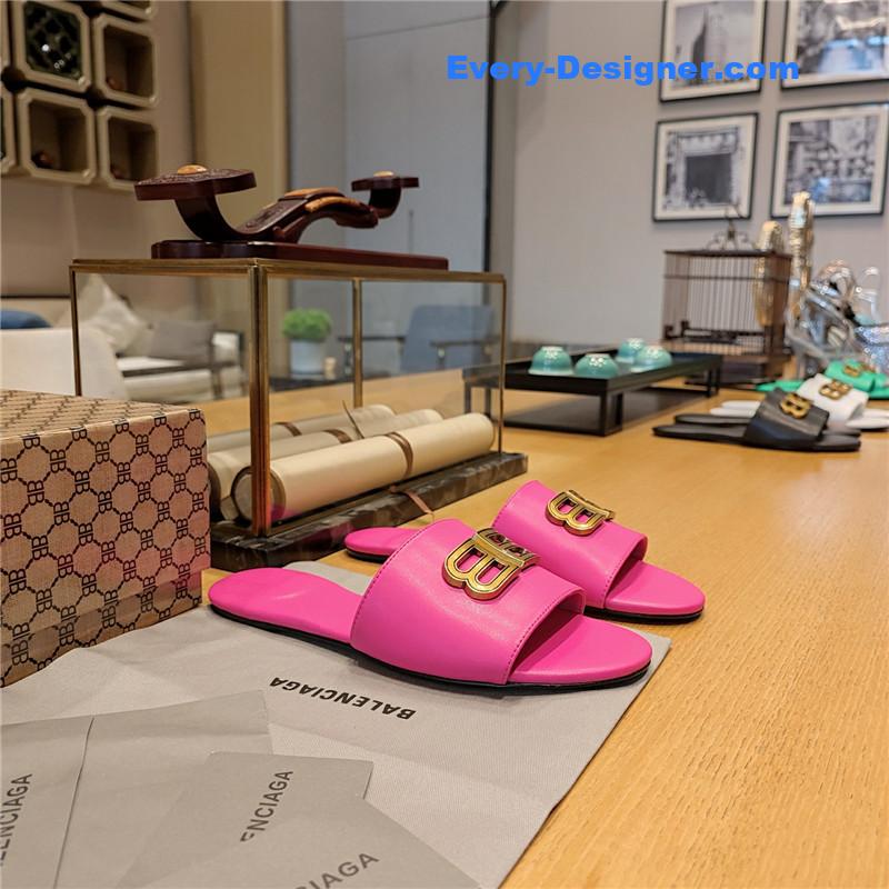 Ba1en*iaga flat heel round toe slide side slides