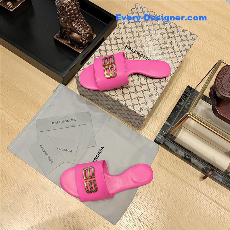 Ba1en*iaga flat heel round toe slide side slides