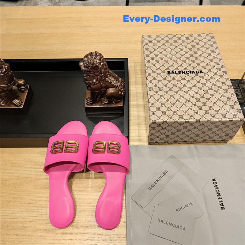 Ba1en*iaga flat heel round toe slide side slides