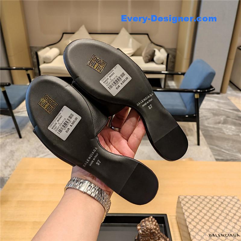 Ba1en*iaga flat heel round toe slide side slides