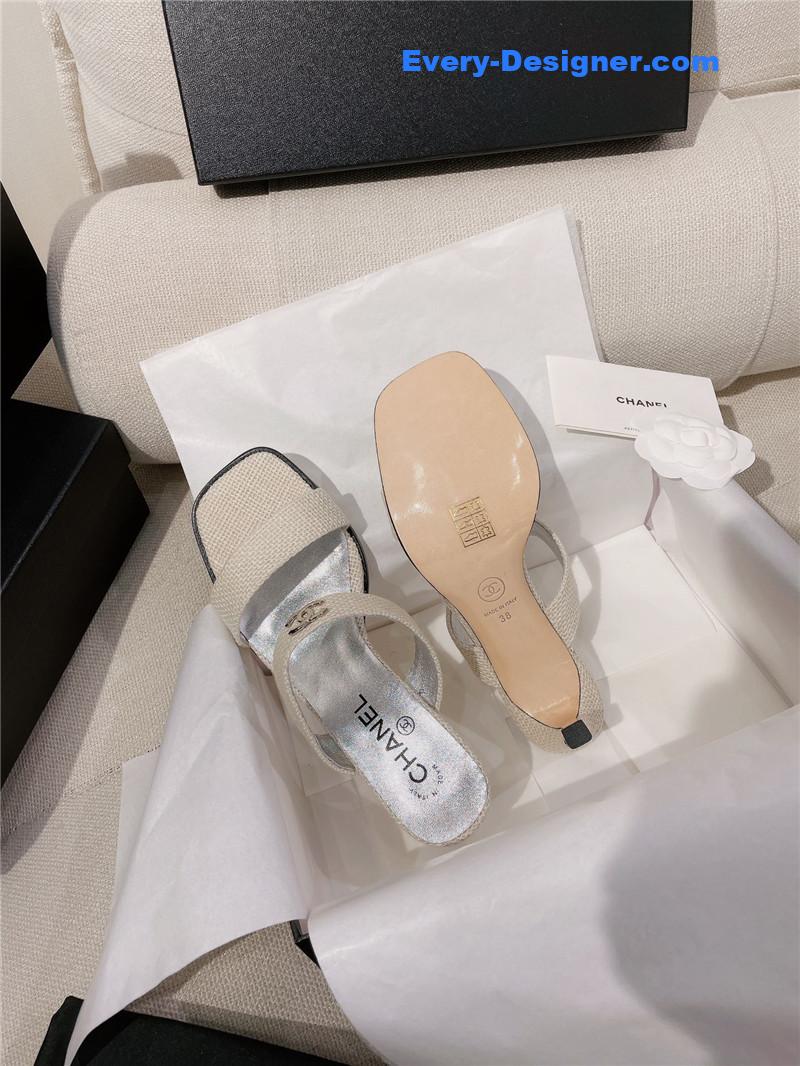 CC double C word with high-heeled sandals and slippers