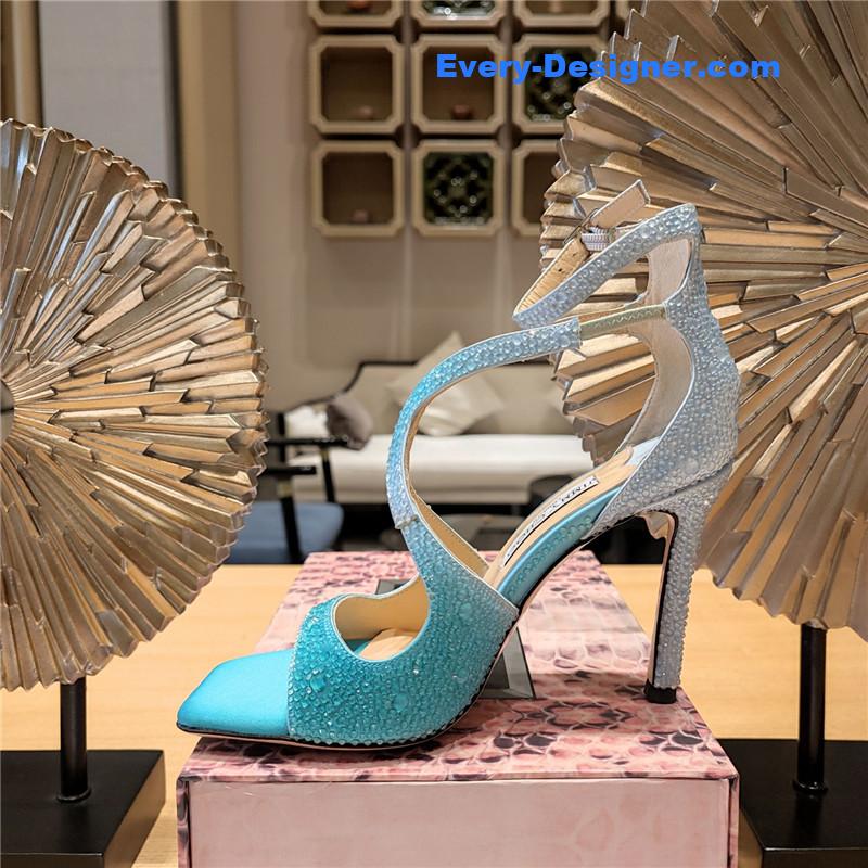 j1m*y ch00 blue color block hot D1am0nd wedding shoes