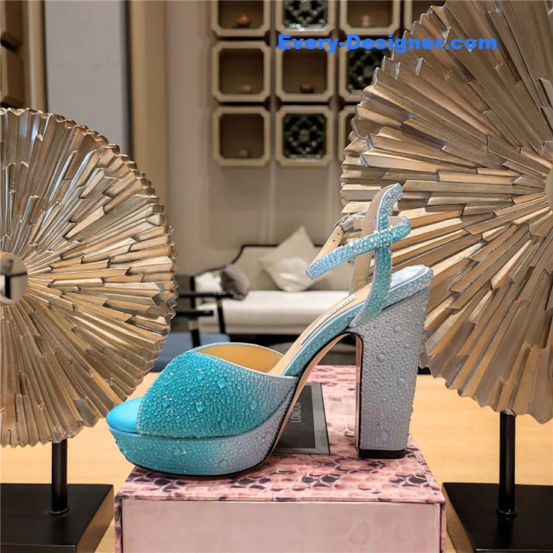 j1m*y ch00 blue color block hot D1am0nd wedding shoes