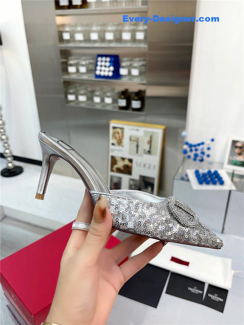 Va1e*ntin0 new sequin version v buckle classic slippers