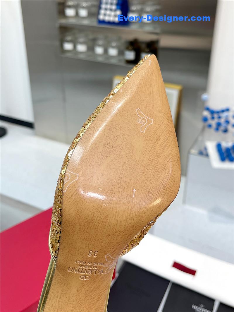 Va1e*ntin0 new sequin version v buckle classic slippers