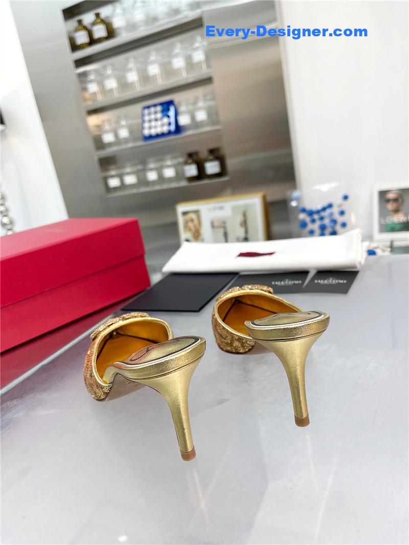 Va1e*ntin0 new sequin version v buckle classic slippers