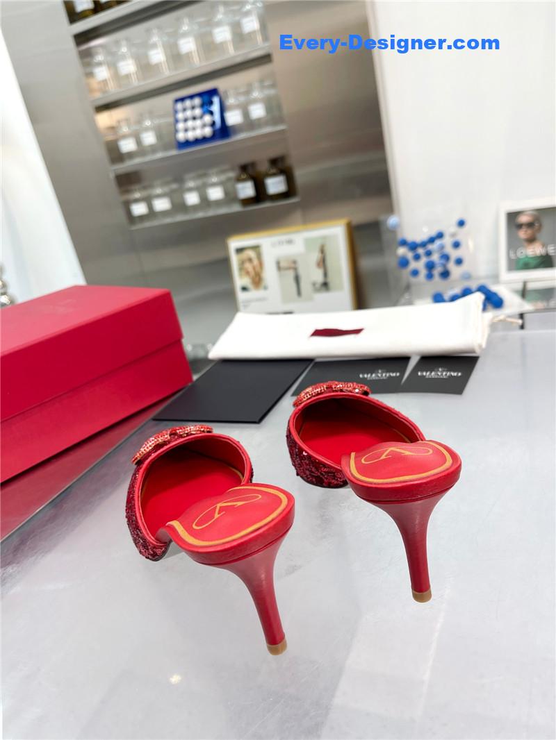 Va1e*ntin0 new sequin version v buckle classic slippers