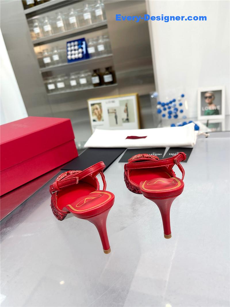 Va1e*ntin0 classic sandals in sequined version with v buckle