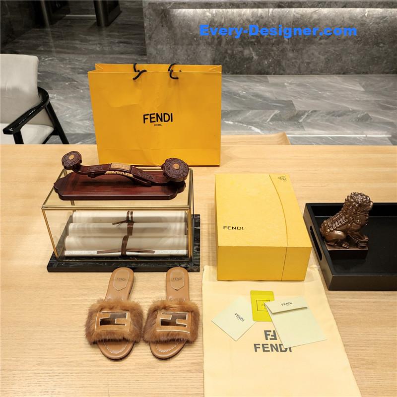 F**di flat fur slippers