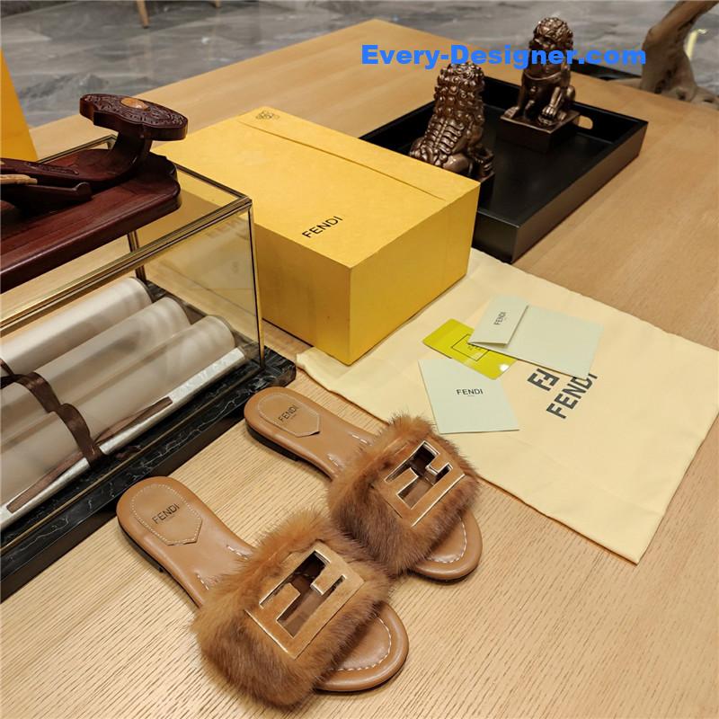 F**di flat fur slippers
