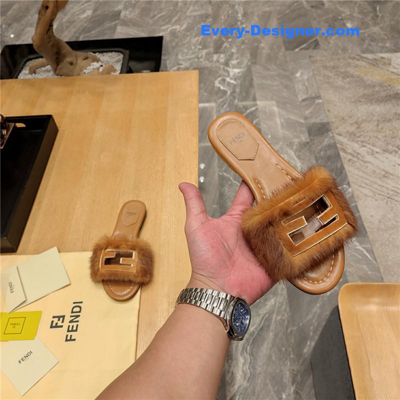 F**di flat fur slippers