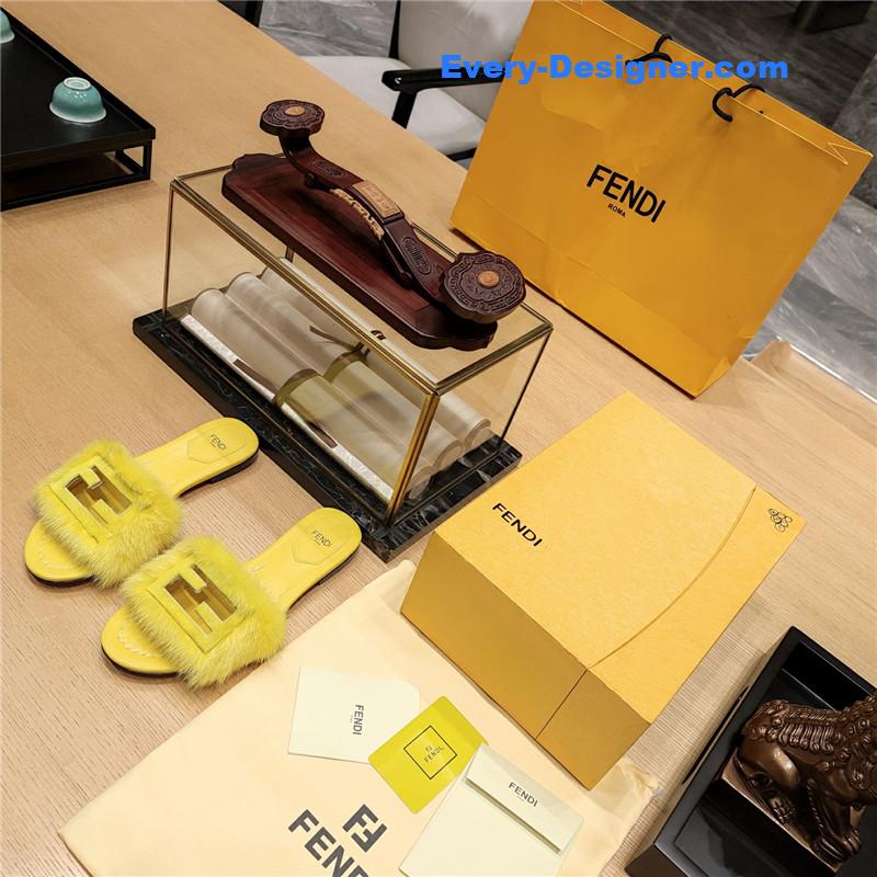 F**di flat fur slippers