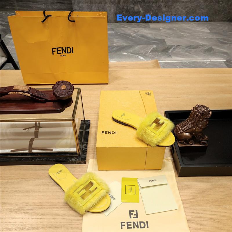 F**di flat fur slippers