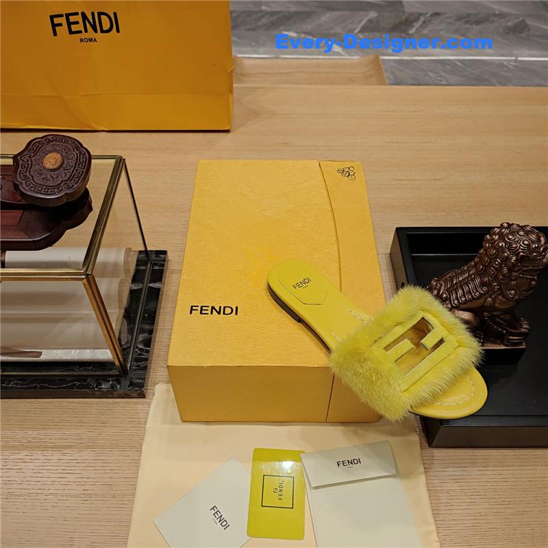 F**di flat fur slippers