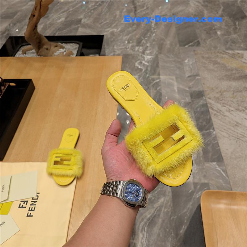 F**di flat fur slippers