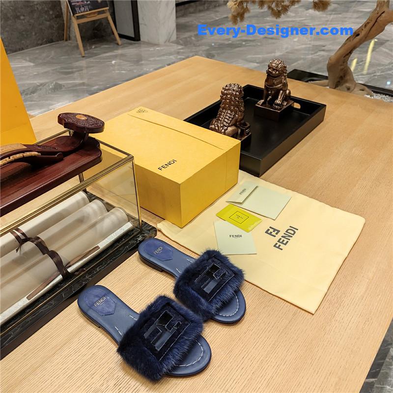 F**di flat fur slippers