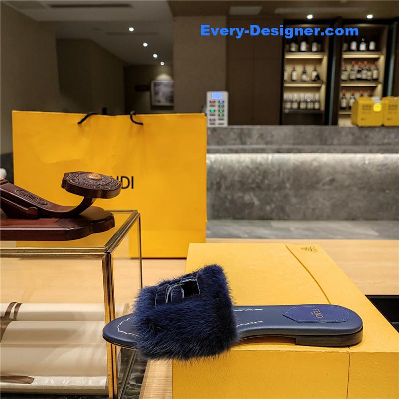 F**di flat fur slippers