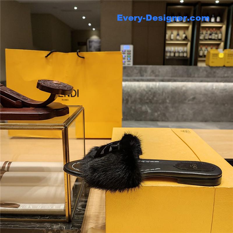 F**di flat fur slippers