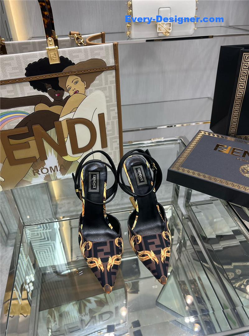 F**di f-shaped three-dimensional heel pumps