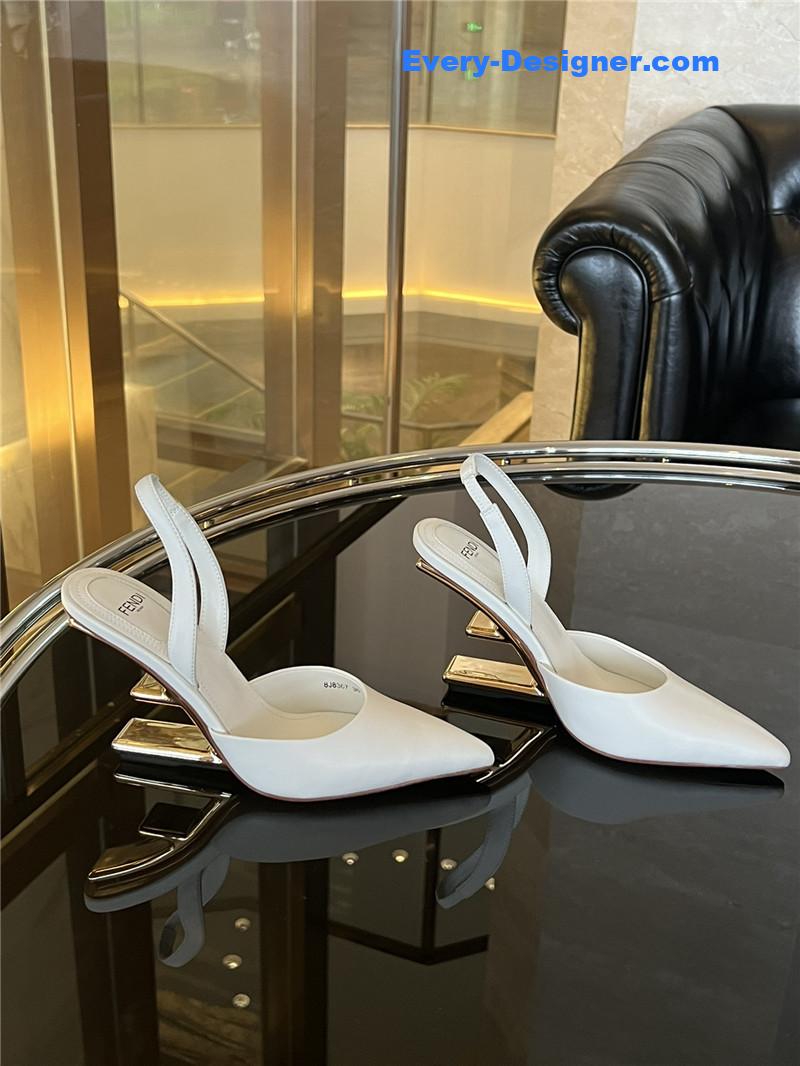 F**di f-shaped three-dimensional heel pumps