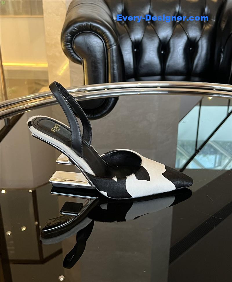 F**di polka dot horsehair slingback pumps