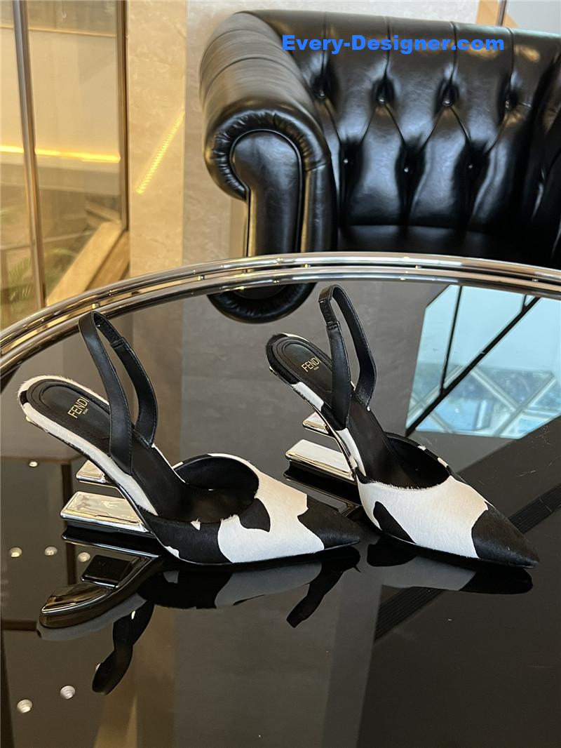 F**di polka dot horsehair slingback pumps