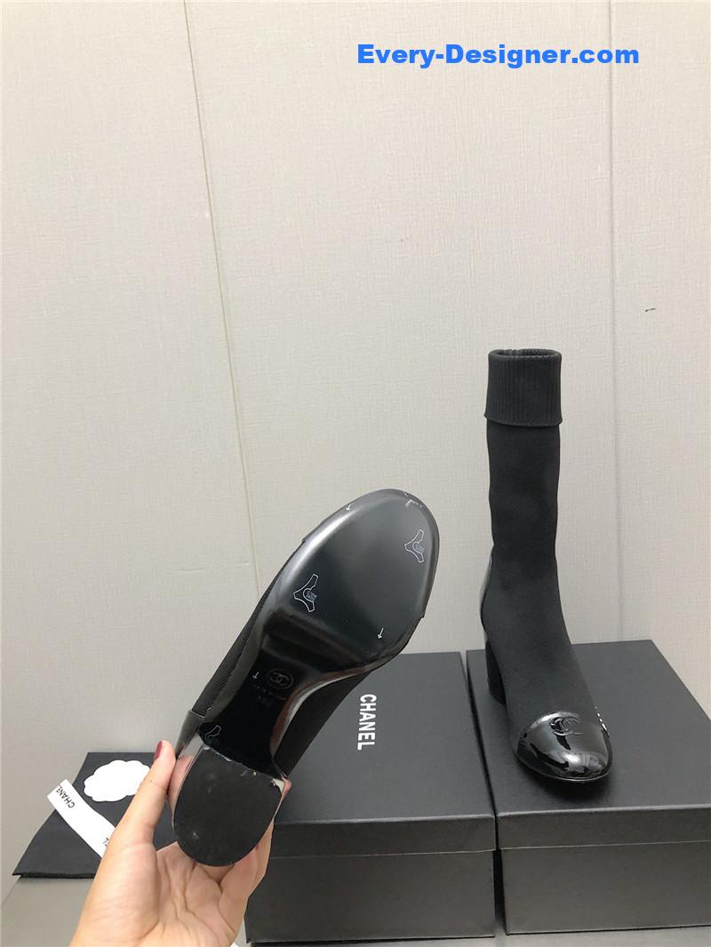 CC autumn winter small fragrance chunky heel socks boots