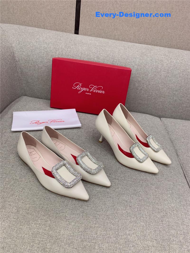 roger vivier classic D1am0nd buckle silk pumps