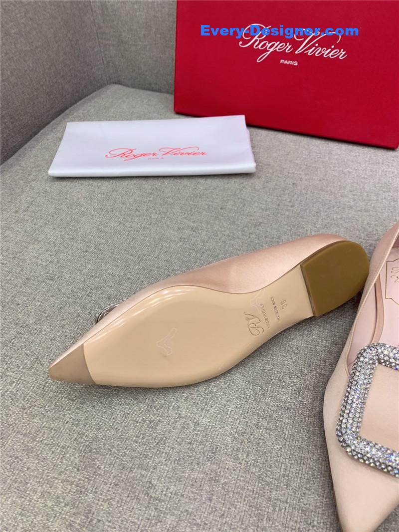 roger vivier classic D1am0nd buckle silk pumps