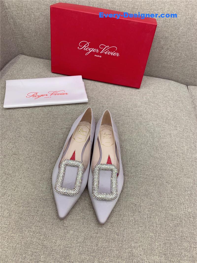 roger vivier classic D1am0nd buckle silk pumps