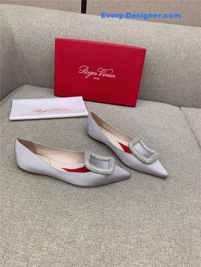 roger vivier classic D1am0nd buckle silk pumps