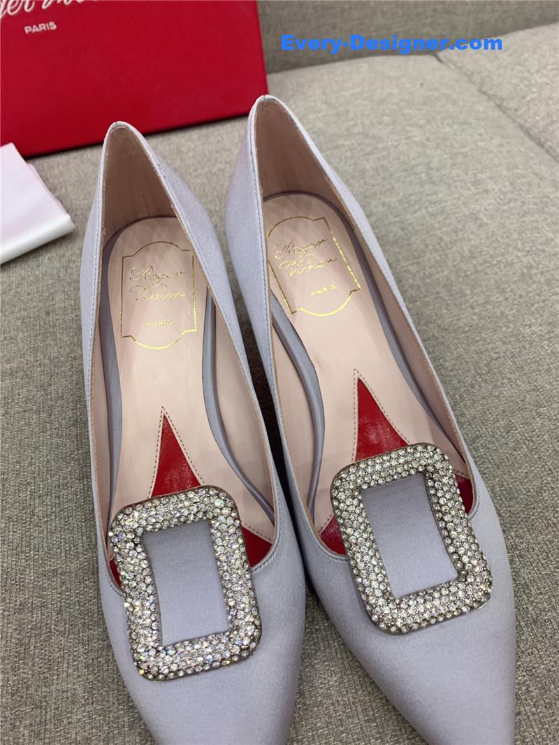 roger vivier classic D1am0nd buckle silk pumps