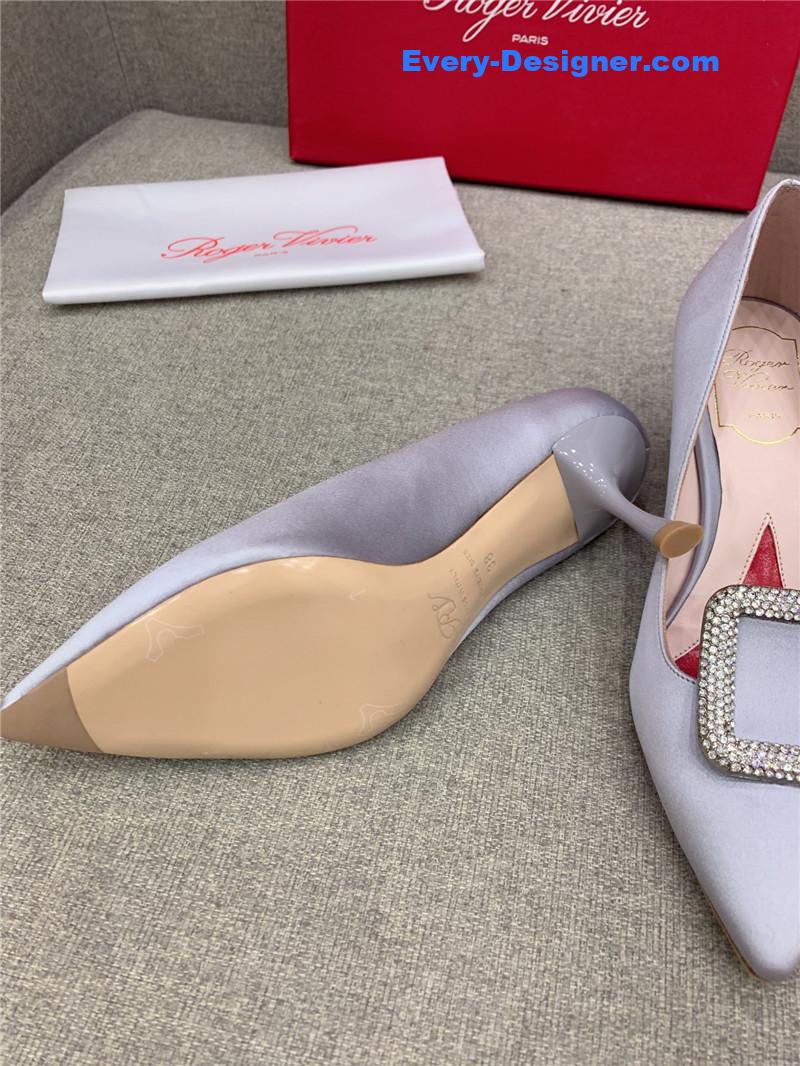 roger vivier classic D1am0nd buckle silk pumps