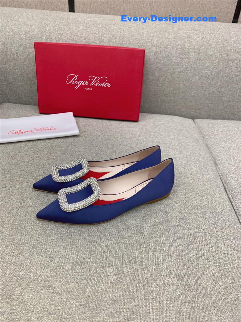 roger vivier classic D1am0nd buckle silk pumps