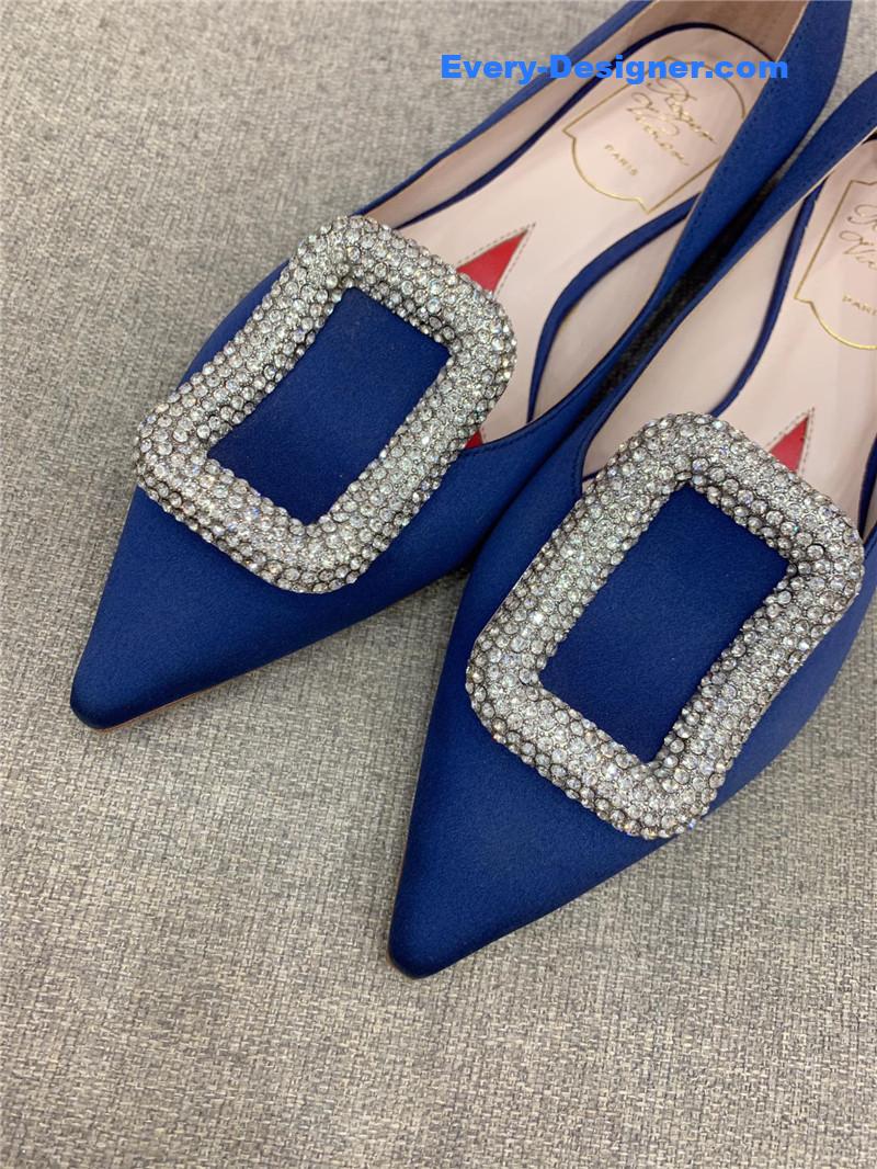 roger vivier classic D1am0nd buckle silk pumps