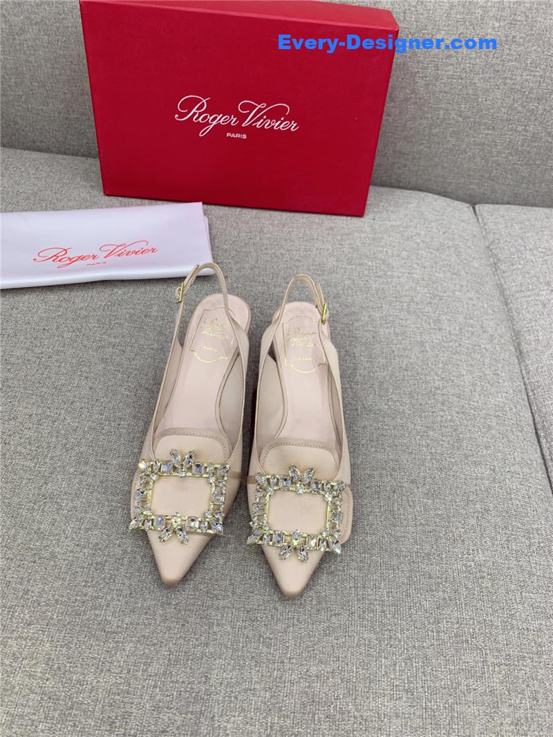 roger vivier classic D1am0nd buckle silk high heel pumps