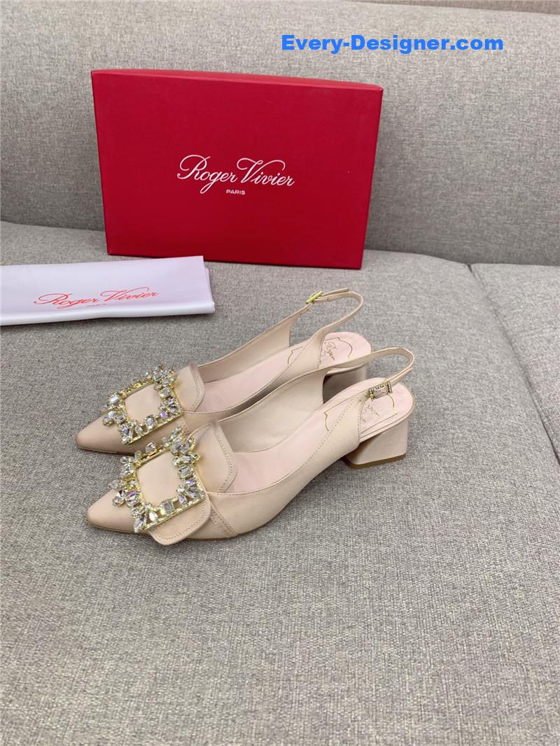 roger vivier classic D1am0nd buckle silk high heel pumps