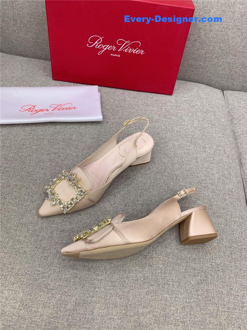 roger vivier classic D1am0nd buckle silk high heel pumps