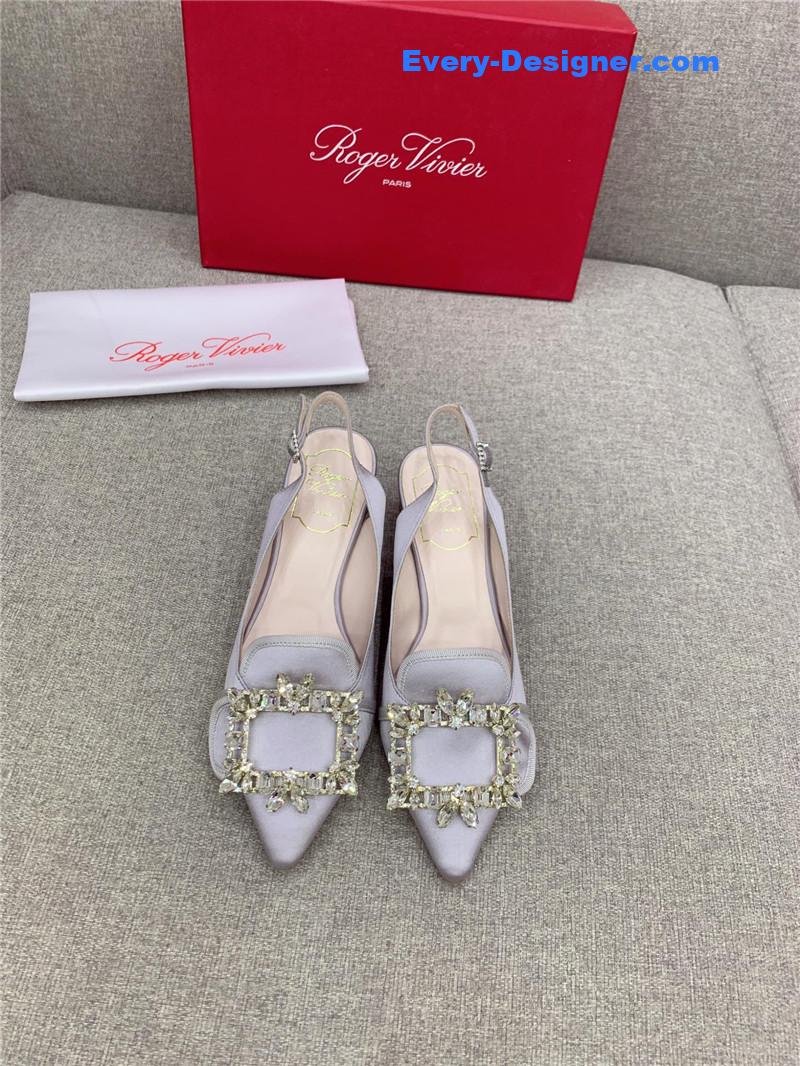 roger vivier classic D1am0nd buckle silk high heel pumps