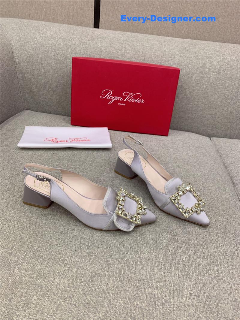 roger vivier classic D1am0nd buckle silk high heel pumps