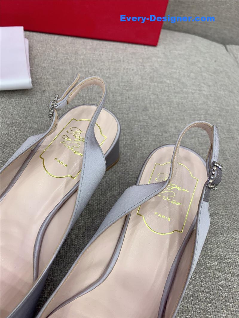 roger vivier classic D1am0nd buckle silk high heel pumps