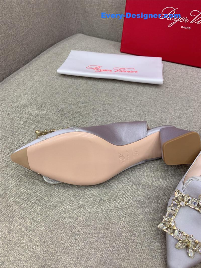 roger vivier classic D1am0nd buckle silk high heel pumps