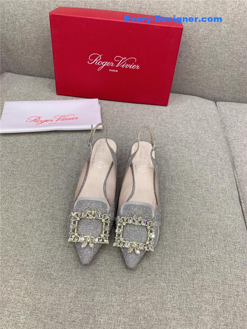 roger vivier classic D1am0nd buckle silk high heel pumps