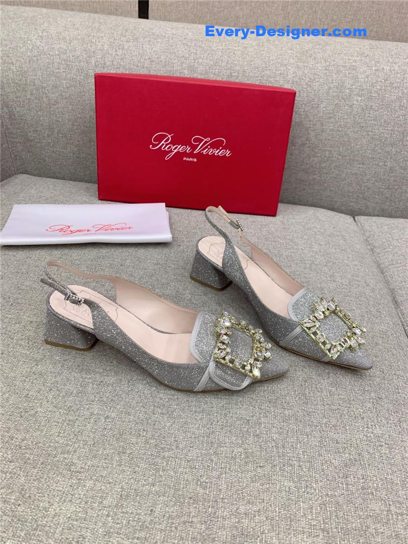 roger vivier classic D1am0nd buckle silk high heel pumps