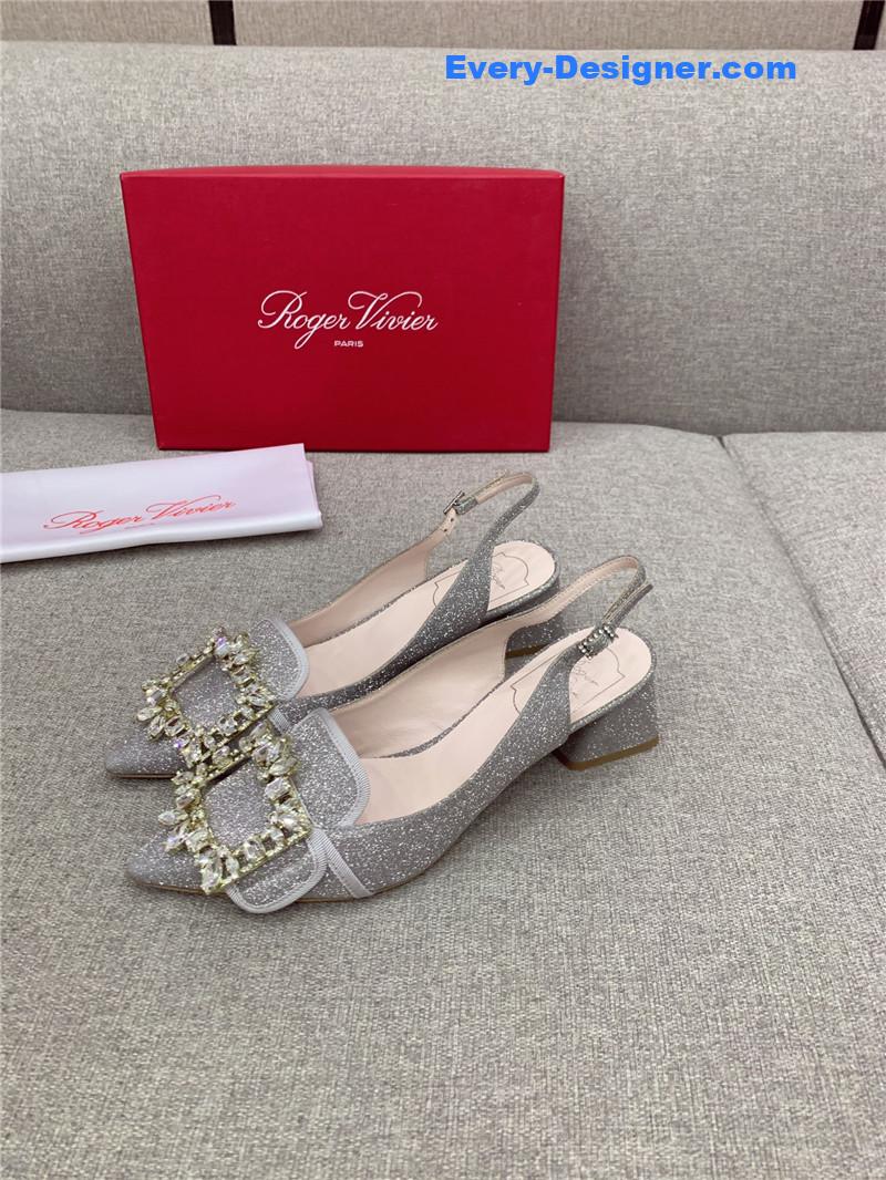 roger vivier classic D1am0nd buckle silk high heel pumps