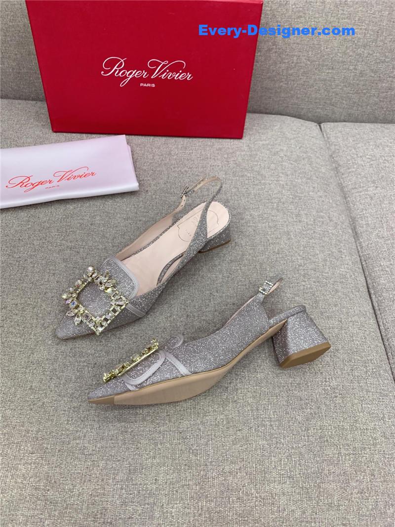 roger vivier classic D1am0nd buckle silk high heel pumps