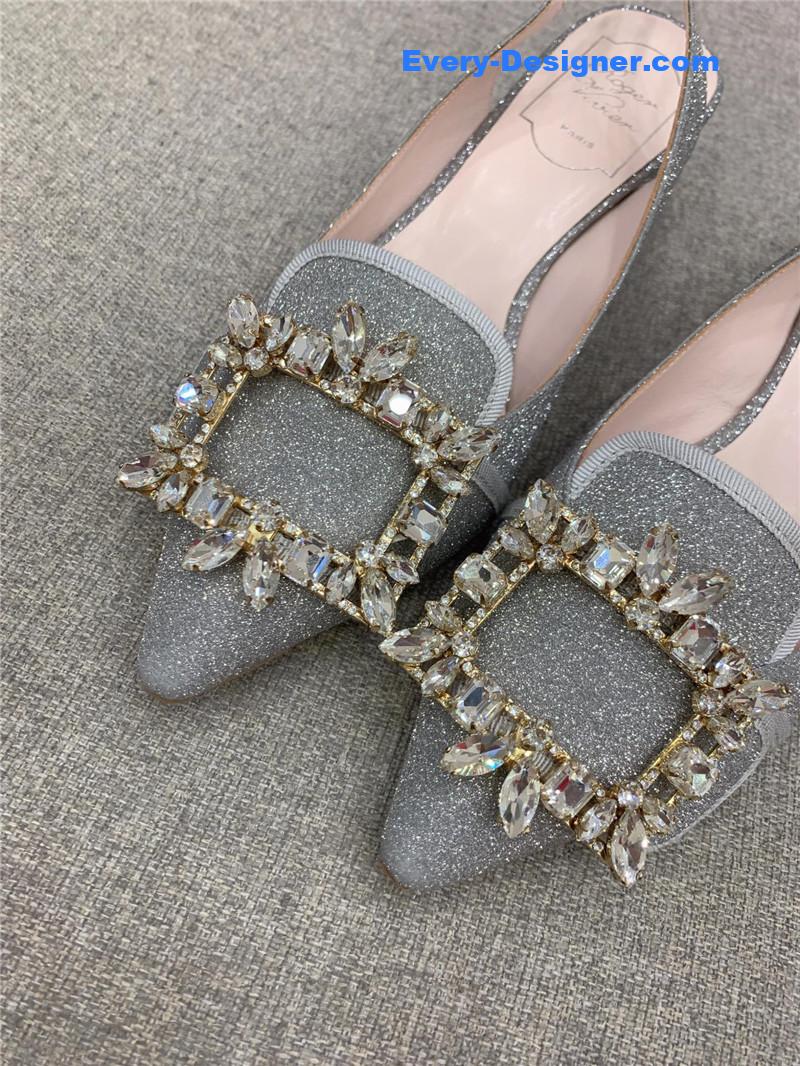 roger vivier classic D1am0nd buckle silk high heel pumps